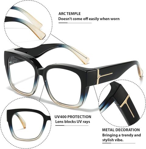 نظارات شمسية Myiaur Photochromic Fit Over النظارات الشمسية، حماية من الأشعة فوق البنفسجية 400، نظارات شمسية متعددة الاستخدام ليلاً ونهارًا، مثالية للقيادة وللاستخدام اليومي in Kuwait