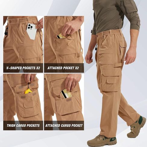 MOURCE Tactical Pants for Men Quick Dry Ripstop Cargo Pants Water Resistant Breathable Outdoor Pants with 9 Pockets in Kuwait