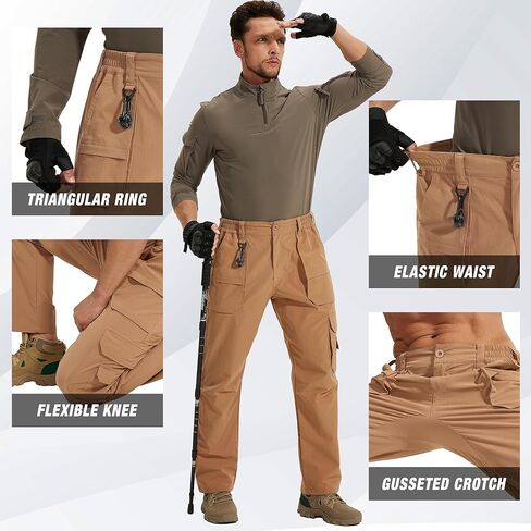 MOURCE Tactical Pants for Men Quick Dry Ripstop Cargo Pants Water Resistant Breathable Outdoor Pants with 9 Pockets in Kuwait