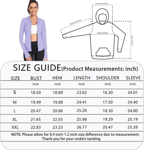Sun Shirts for Women Long Sleeve UV Protection Thumb Holes Lightweight Hiking Hoodie Full Zip UPF 50 Workout Top in Kuwait