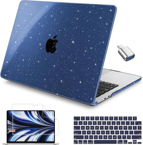 Case Compatible with MacBook Air 13.6 inch 2022 2023 2024 Release M3 A3113 M2 A2681, Plastic Hard Shell Case with Keyboard Cover for MacBook Air 13.6 inch, Black Glitter in Saudi Arabia
