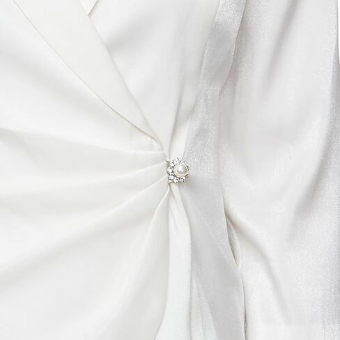 Alex Evenings Women's 3/4 Sleeve Surplice Neckline Stretch Blouse with Embellished Side Closure, Pearl Shimmer in Saudi Arabia