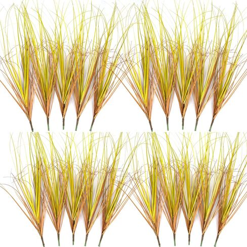 10PCS Artificial Plants Outdoor,Artificial Shrubs Fake Tall Grass,Artificial Faux Greenery Stems,Fake Leaves Artificial Grass Plant Onion Grass UV Resistant for Indoor Decor (10, Brown) in Saudi Arabia