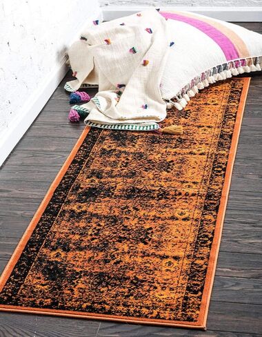 مجموعة Loom Imperial Collection الفريدة المتعثرة، الحديثة، التقليدية، الألوان الزاهية، خمر، سجادة منطقة الحدود، 2 قدم × 6 قدم، الطين / العاج in Saudi Arabia