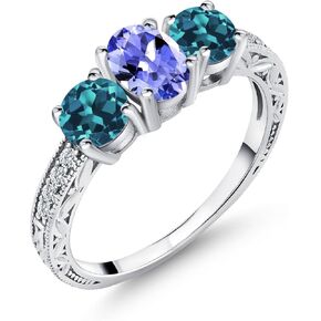 Gem Stone King 925 Sterling Silver Blue Tanzanite and London Blue Topaz Ring For Women (2.17 Cttw, Gemstone Birthstone, Available In Size 5, 6, 7, 8, 9)