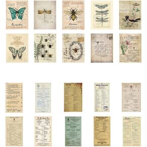 Vintage Scrapbooking Material Paper Set Retro Bill Ticket Antique Retro Theme Project Decorative Art Craft Diary Planner Journal Embellishment Supplies