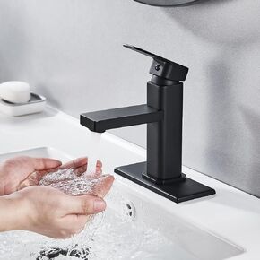 VOTON Brushed Nickel Bathroom Faucet Single Hole,Modern Square Single Handle Bathroom Sink Washbasin Vanity Sink Faucet with Deck
