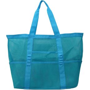 Large Mesh Beach Bag - Ultimate Family Beach Bag with 9 Deep Pockets, sturdy handles and Durable Zipper