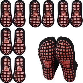 6 Pairs Non Slip Socks for Kids Floor Socks with Grips for Women and Men Trampoline Sock Yoga Indoor Sports