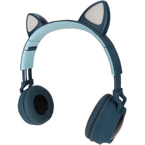 Cat Ear Headphones,Wireless Gaming Headset,Over Ear Headphones Deep Bass LED Light Retractable Foldable Cute Cat Ear Headset with Soft Earmuffs for Kids Adults
