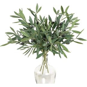 Faux Plants Olive Leaves Stems Artificial Plants Olive Tree Branches for Small Vase Tabletop Greenery Decor for Home Decor Office Wedding Party 19.6" （4pcs）