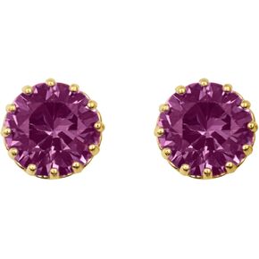 Solid 10k Yellow Gold Round-Shaped Personalized Birthstone Statement Stud Earrings