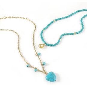 البوهيمي متعدد الطبقات القلب قلادة قلادة الفيروز شل ستار قلادة شخصية مجوهرات اكسسوارات هدية للنساء والفتيات in Kuwait