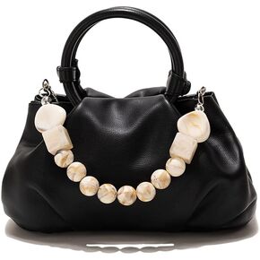 Cloud Clutch Purses for Women Soft Leather Dumpling Bag Beaded Slouchy Pouch Bag Small Handbag Crossbody Purse