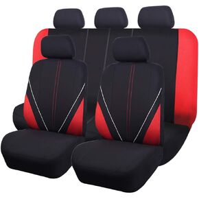 Flying Banner car seat Covers Fashion Sporty Full Set Pipping Front Rear Bench Protectors Rear Bench Split 40/60 50/50 60/40 Easy Installation (Blue Black)