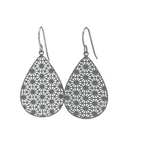 Dangle Earrings Lightweight Dainty Teardrop Geometric Cutout on Hypoallergenic Pure Titanium Hooks (Dusty Pink)