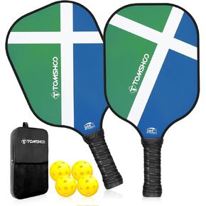 TOMSHOO Pickleball Paddles Set, USAPA Approved Lightweight Fiberglass Pickleball Set with 4 Pickleballs, 1 Pickleball Sling Bag, Pickleball Gifts for Women Men Beginners Professional