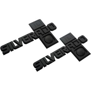 Pair Set 1981-87 Silverado “10" Fender Emblem 3D Logo Trucks Fender Badge Nameplate Sticker 14026451 Replacement for Silverado (Chrome Black)