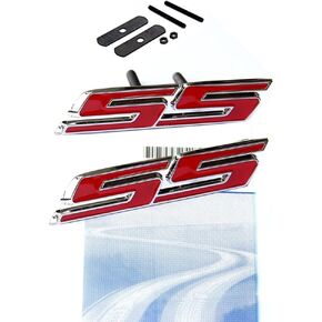Yoaoo 2Pack OEM Grille Ss Plus Decal Emblem Badge 3D Compatible with Zl1 1LE Series Red Frame Ss Red Line