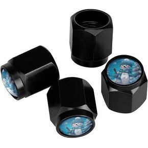 Crazy Cow Face Tire Valve Stem Caps, Aluminum Black Stem Tire Valve Caps Universal Stem Covers for Cars, SUVs, Trucks, Bikes, Motorcycles, Bicycles (4 Pack)