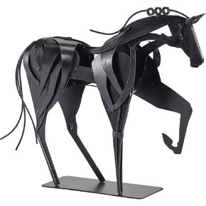 Horse Statue Décor Artwork, 24" H Handmade Metal Pegasus Greek Flying Horse Sculpture, Hand-Painted Animal Figurines for Home Living Room Office (Vintage Blue with Wings)