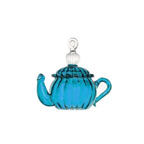 Red Ribbed Teapot Blown Glass ornament for Christmas tree decoration emboss with 14 K Gold, red Christmas ornaments, Glass christmas ornaments, christmas decorations for tree 5"