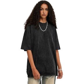 Arnodefrance Unisex Vintage Loose Fit Crewneck Washed Tshirt Oversize Tee Shirt Cotton Short Sleeve Shirt