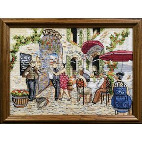 Design Works Crafts, 10" x 14" Counted Cross Stitch Kit, Café Dance, White