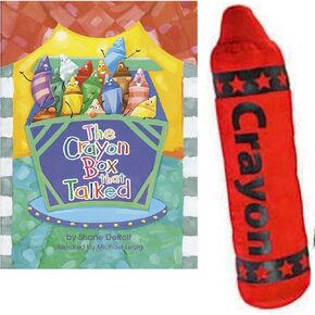 The Crayon Box That Talked by Shane Derolf Friendshp Book and a Red Plush Crayon Gift Set