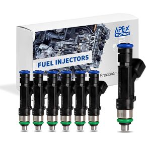 APLEDAX Fuel Injector set 6PCS Fit for:/Dodge Dakota Durango Nitro Ram 1500 for/Jeep Commander Grand Cherokee Liberty for:/Mitsubishi Raider 3.7L 0280158020 53032701AA 812-12145, Black
