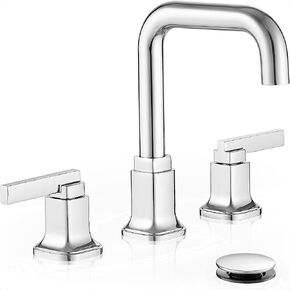 8 Inch Widespread Bathroom Faucet Brushed Nickel Bathroom Sink Faucet 3 Hole, 360 Degree Swivel Bathroom Faucets for Sink, 2 Handles Bath Faucet with Pop-Up Drain, 5 Mins Easy Installation