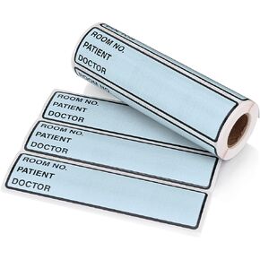 Carstens Patient I.D. Adhesive Medical Chart Labels for 1.5" – 4" Ring Binder Spines – Pre-Printed Sticker Labels (Room No. / Patient/Doctor), 5 3/8" x 1 3/8", Aqua, Roll of 200
