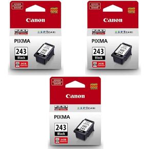 Canon 3 Pack PG-243 Black Ink Cartridge for PIXMA iP, MX, MG, TS, and TR Series Printers - 5.6ml