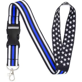 Thin Gold-Yellow Line American Flag Office Lanyard - Badge and ID Holder