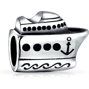 Nautical Vacation Travel Dangle Ocean Liner Yacht Speed Sail Boat Charm Bead For Women Teen .925 Sterling Silver Fits European Style Bracelet