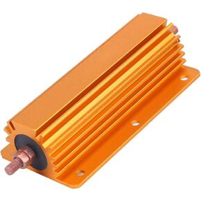Resistor 200W 1Ohm RX24 Aluminum Case Resistor, Gold Shell Resistor for Power Supply Sensor, Wirewound Resistors Screw Tap Chassis Mounted