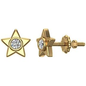 Diamond Earrings Star Shape Studs Bezel Settings 10K Gold (0.10 ctw)