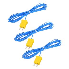 MECCANIXITY 3pcs K Type Thermocouple Mini Connector Temperature Sensor Probes PTFE 10ft -50 to 260°C(-58 to 500°F), Blue