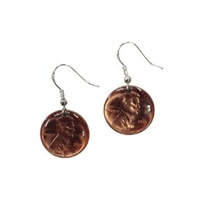 Lucky Penny Earrings, USA coin jewelry on sterling silver earwires, new shiny pennies! (years will vary)