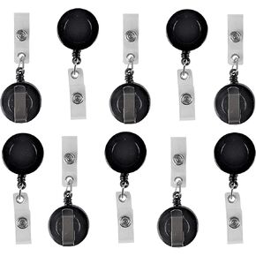 10 Pack Foretra Retractable Reel Badge ID Holder Badge Reel Clip On Card Holder Translucent (Red)
