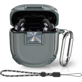 حافظة حماية WQNIDE لسماعات Bose QuietComfort Earbuds II (2022) وUltra (2023)، غطاء TPU مقاوم للصدمات مع حلقة تسلق وحبل (أسود)