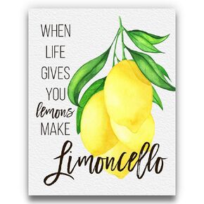 ‘When Life Gives you Lemons’ Wall Art | Yellow and Green 11x14 UNFRAMED Print | Ideal Farmhouse Kitchen or Bar Décor | Great Housewarming or Holiday Gift under $15