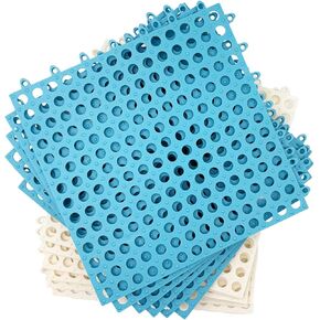 Rabbit Cage Mat for Feet-12 Pack Plastic Bunny Resting Mats 12x12in Washable Pet Foot Pad with Holes for Adult Guinea Pig Chinchilla Ferret Squirrel (6 Green & 6 White)