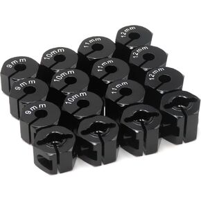HOBBYSOUL RC 12mm Wheel hex hub Adapter, Hub Clamp Type 12mm hex Extension 9mm 10mm 11mm 12mm Thickness Black Color Fit for RC On Road Car Truck Crawler Hex 12mm Wheels Rims, (4 Types Total 16pcs)