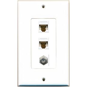 RiteAV Decorative 1 Gang Wall Plate (Black/Black) 3 Port - 2 x Cat6, 1 x Coax