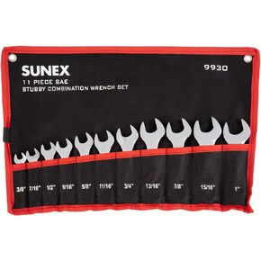 Sunex Tools 9930 SAE Stubby Combination Wrench Set, 3/8-Inch - 15/15-Inch, 11-Piece