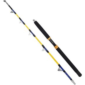 Trolling Rod 2-Section Saltwater Offshore Heavy Straight Butt Roller Fishing Rod Conventional Boat Fishing Pole,with Roller Guides