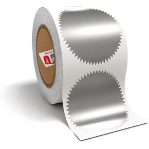 Kenco Silver Metallic 2" Serrated Edge Sealing Stickers – for Sealing, Awards, Embossing, Certificates, and Envelopes Made in The USA (Silver)