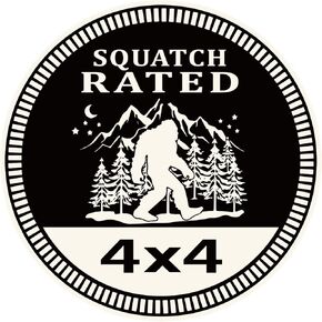 Squatch Badge Rated Car Emblem, 4 x 4 Metal Automotive Bigfoot Badge 3D Metal Car Badges Emblems Round Emblem Decals Car Badge Decals Stickers Compatible with Jeep Wrangler Vehicles Trucks SUV