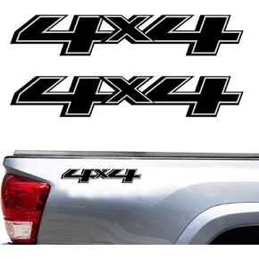ملصقات لاصقة للسيارة مقاس 4 × 4 قطعتين، ملحقات تزيين السيارات شعارات بديلة تناسب Ford F-150 F-250 F-350 Tacoma Tundra Ram Silverado Truck Pickup SUV، مع ممسحة قطعة واحدة، أسود in Kuwait